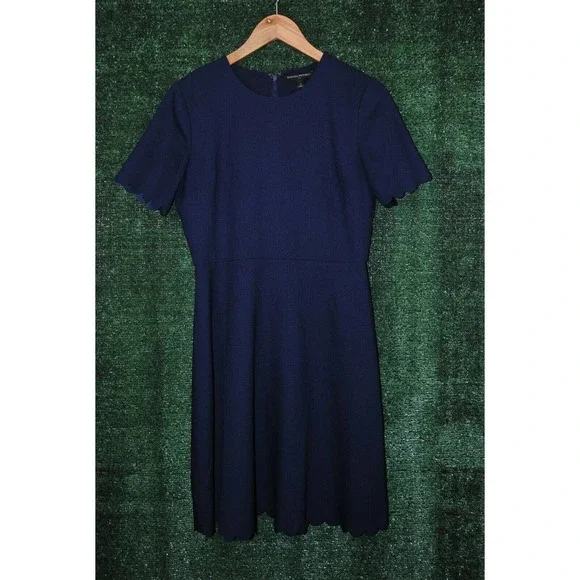 Banana Republic Navy Blue A-Line Dress Short Sleeve Back Zip Mini Size 4